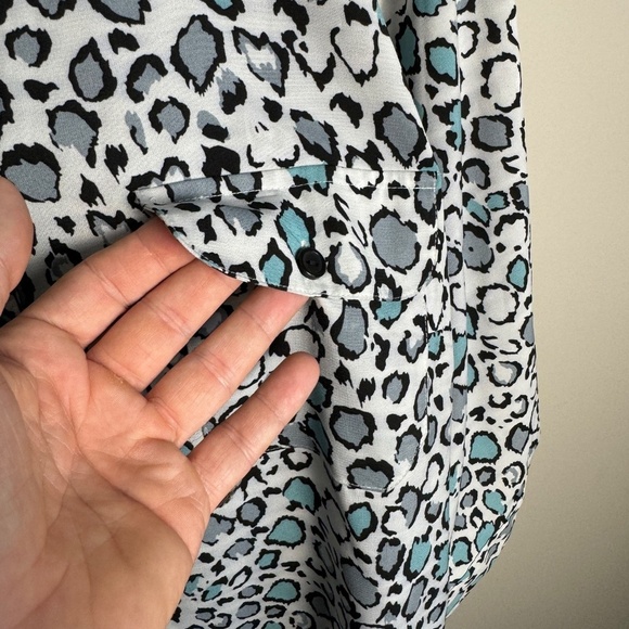 Notations Women's Multicolor Leopard Print 1/2 Sleeve Button Up Satin Blouse 2X - Picture 5 of 13